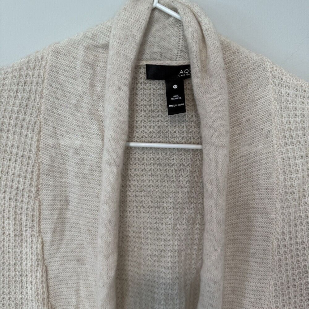 Bloomingdales Aqua Drape Open Front 100% Cashmere Cardigan Sweater XS $198 1637 - Picture 4 of 6